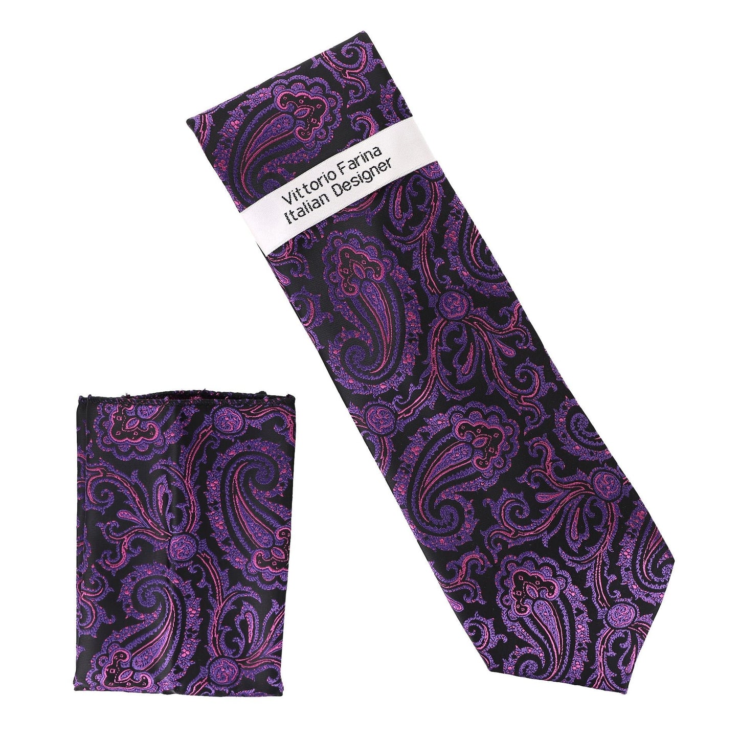 Vittorio Farina Men's Paisley Design Necktie & Pocket Square - D-1310 - Necktie & Pocket Square - Vittorio Farina