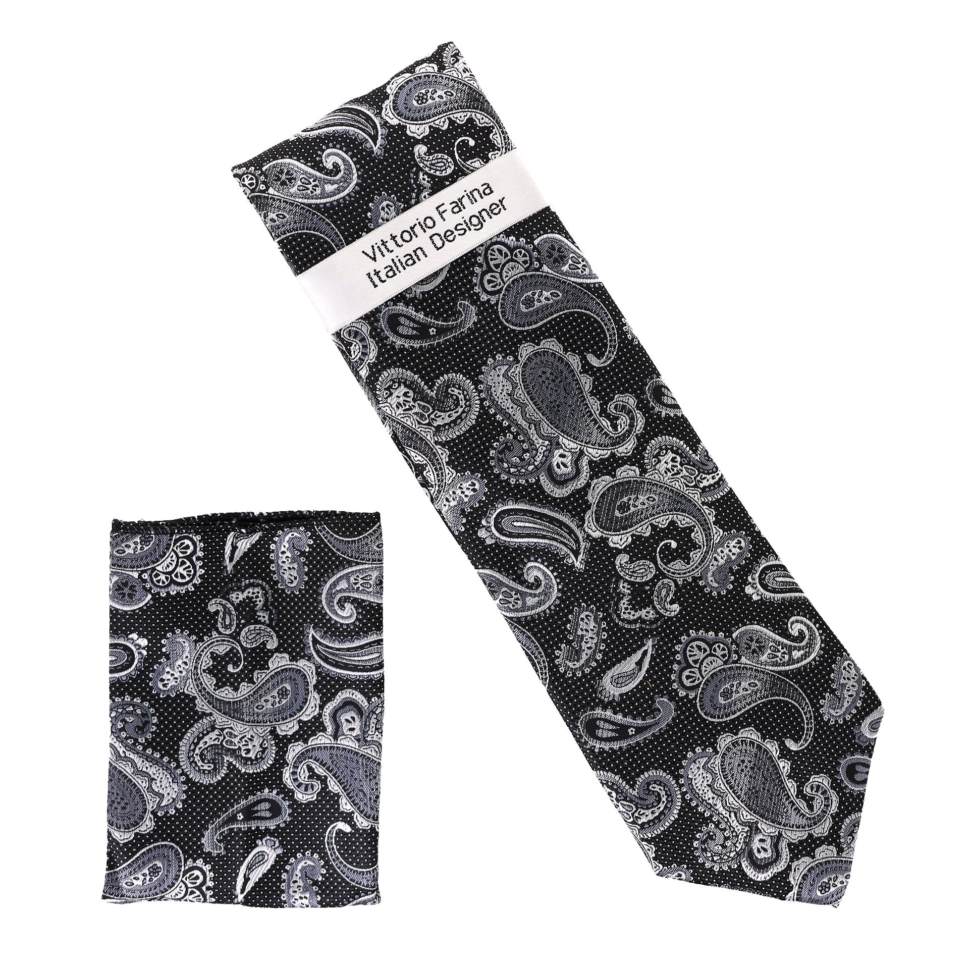 Vittorio Farina Men's Paisley Design Necktie & Pocket Square - D-1310 - Necktie & Pocket Square - Vittorio Farina