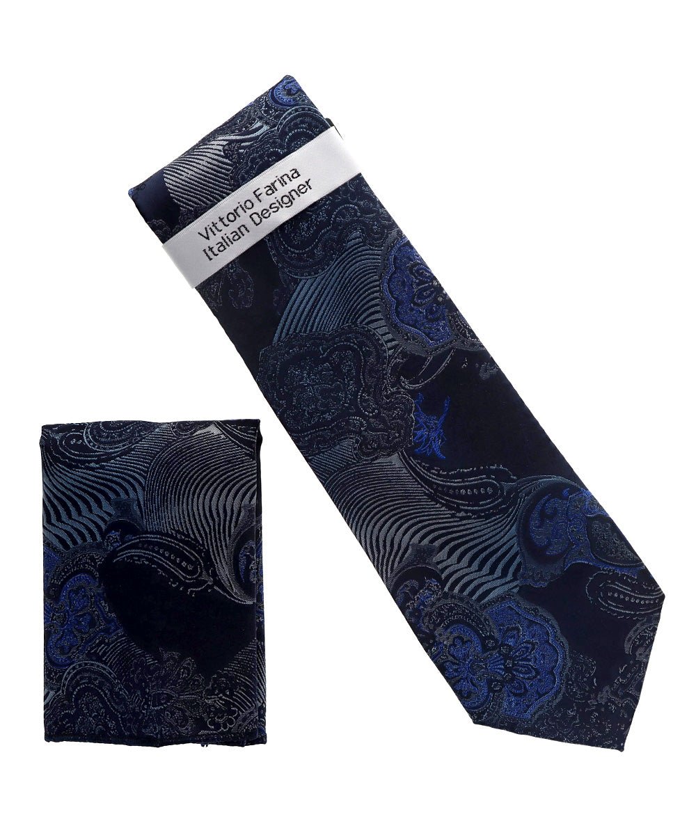 Vittorio Farina Men's Paisley Design Necktie & Pocket Square - NH-D_1461 - Necktie & Pocket Square - Vittorio Farina