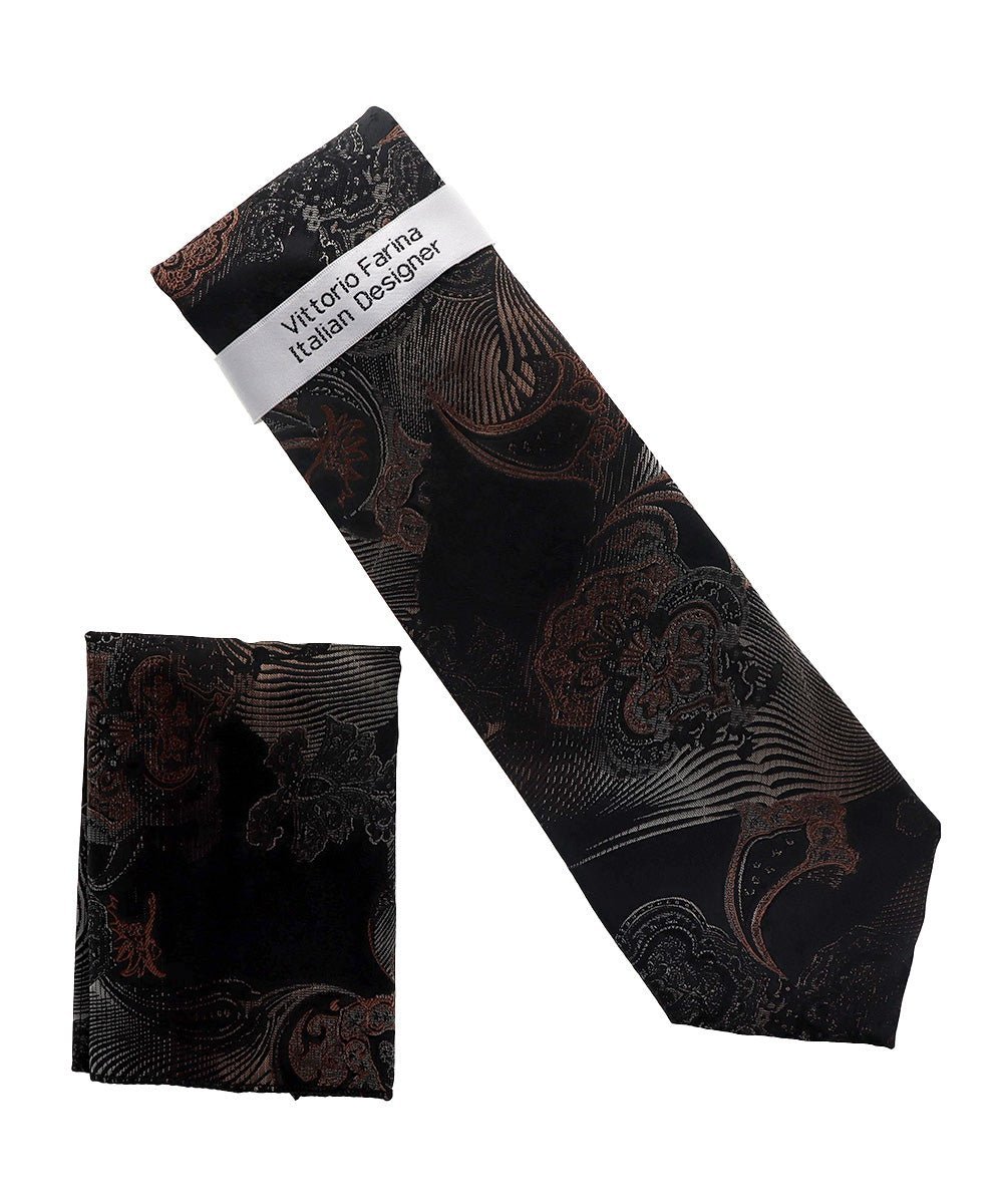 Vittorio Farina Men's Paisley Design Necktie & Pocket Square - NH-D_1462 - Necktie & Pocket Square - Vittorio Farina