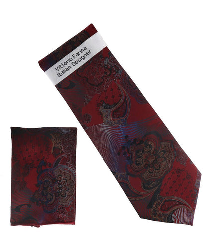 Vittorio Farina Men's Paisley Design Necktie & Pocket Square - NH-D_1463 - Necktie & Pocket Square - Vittorio Farina