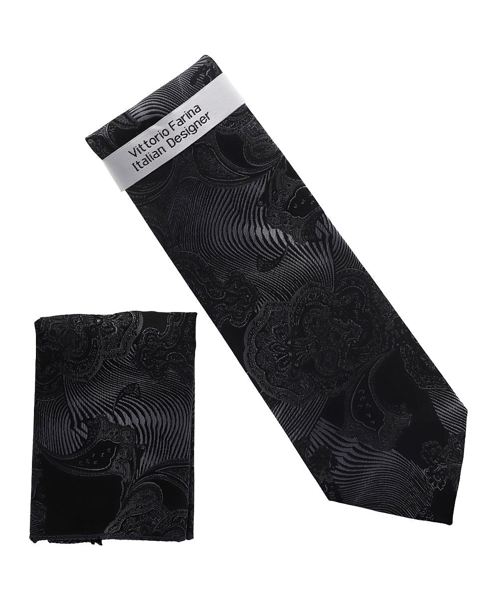 Vittorio Farina Men's Paisley Design Necktie & Pocket Square - NH-D_1464 - Necktie & Pocket Square - Vittorio Farina