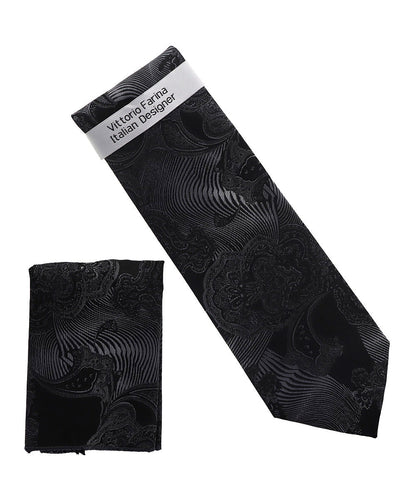 Vittorio Farina Men's Paisley Design Necktie & Pocket Square - NH-D_1464 - Necktie & Pocket Square - Vittorio Farina