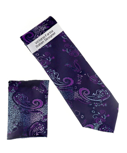 Vittorio Farina Men's Paisley Design Necktie & Pocket Square - NH-D_1466 - Necktie & Pocket Square - Vittorio Farina