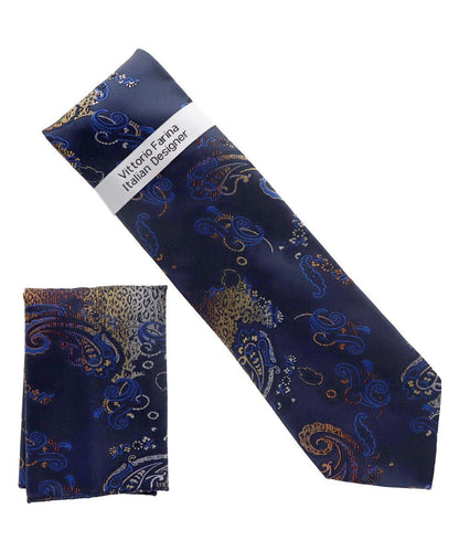 Vittorio Farina Men's Paisley Design Necktie & Pocket Square - NH-D_1467 - Necktie & Pocket Square - Vittorio Farina