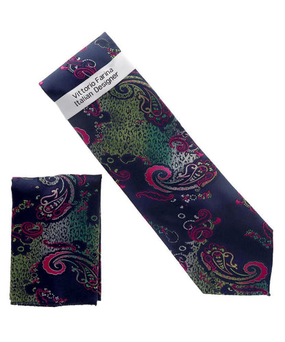 Vittorio Farina Men's Paisley Design Necktie & Pocket Square - NH-D_1468 - Necktie & Pocket Square - Vittorio Farina