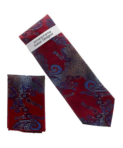 Vittorio Farina Men's Paisley Design Necktie & Pocket Square - NH-D_1469 - Necktie & Pocket Square - Vittorio Farina