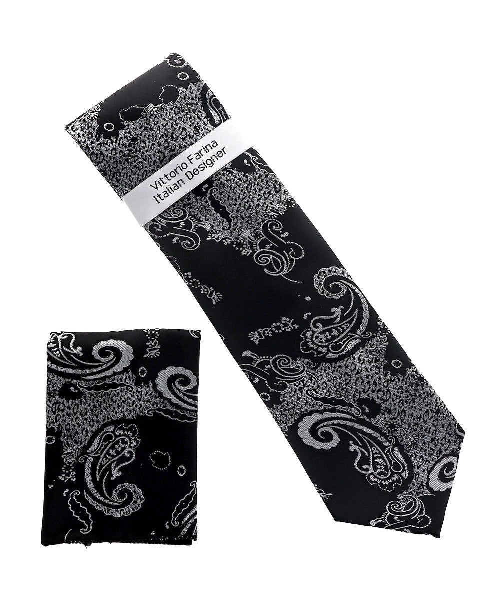 Vittorio Farina Men's Paisley Design Necktie & Pocket Square - NH-D_1471 - Necktie & Pocket Square - Vittorio Farina