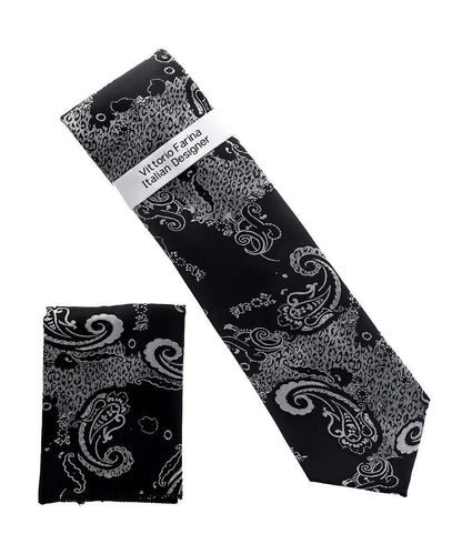 Vittorio Farina Men's Paisley Design Necktie & Pocket Square - NH-D_1471 - Necktie & Pocket Square - Vittorio Farina