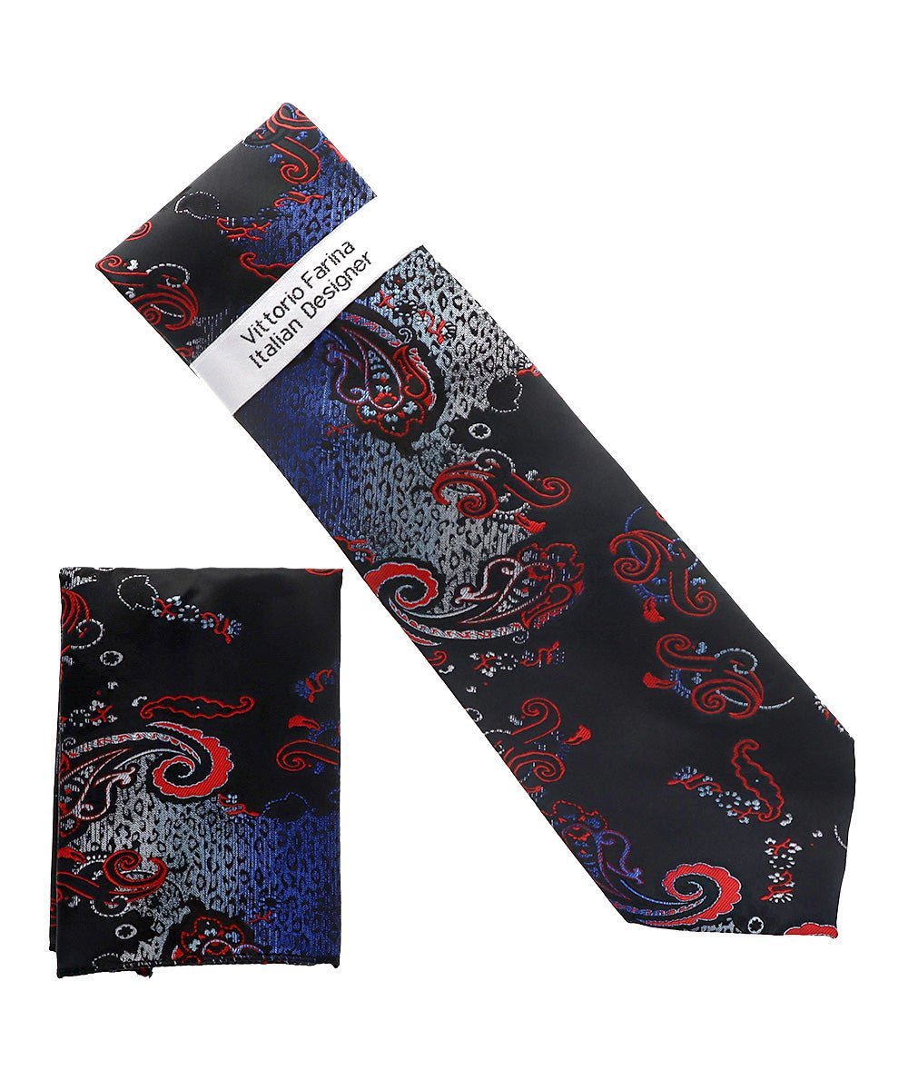 Vittorio Farina Men's Paisley Design Necktie & Pocket Square - NH-D_1472 - Necktie & Pocket Square - Vittorio Farina