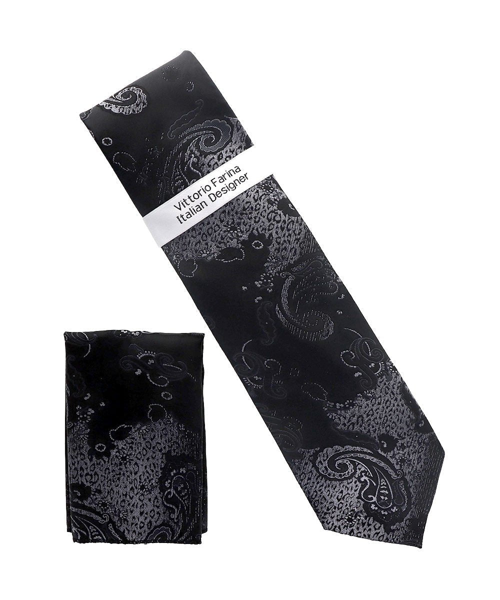 Vittorio Farina Men's Paisley Design Necktie & Pocket Square - NH-D_1473 - Necktie & Pocket Square - Vittorio Farina