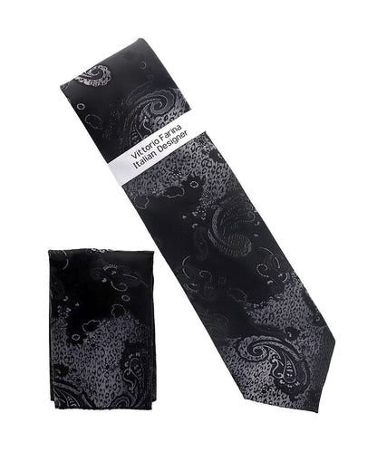 Vittorio Farina Men's Paisley Design Necktie & Pocket Square - NH-D_1473 - Necktie & Pocket Square - Vittorio Farina