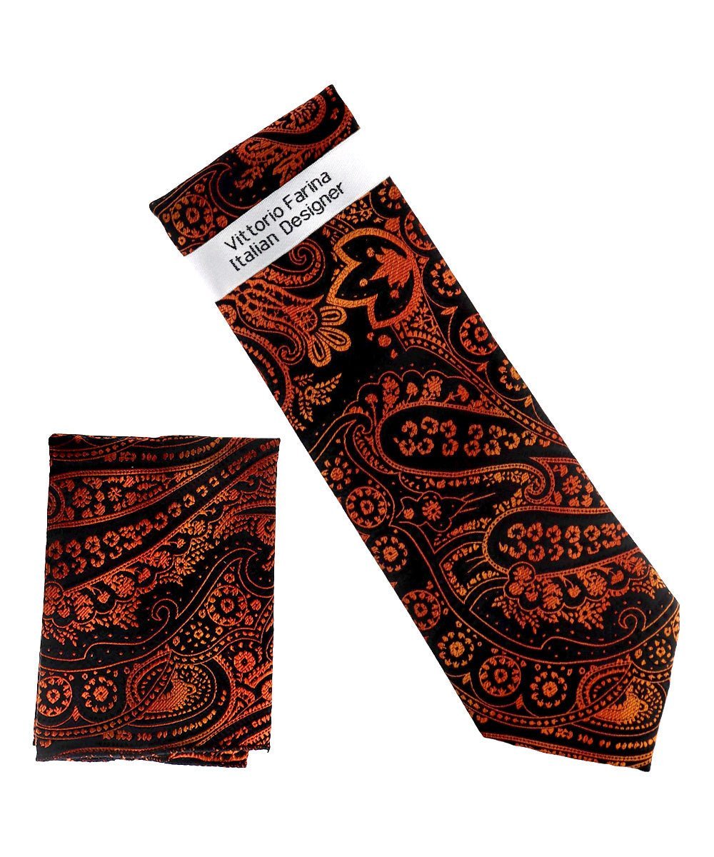 Vittorio Farina Men's Paisley Design Necktie & Pocket Square - NH-D_1487 - Necktie & Pocket Square - Vittorio Farina