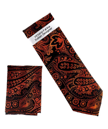 Vittorio Farina Men's Paisley Design Necktie & Pocket Square - NH-D_1487 - Necktie & Pocket Square - Vittorio Farina