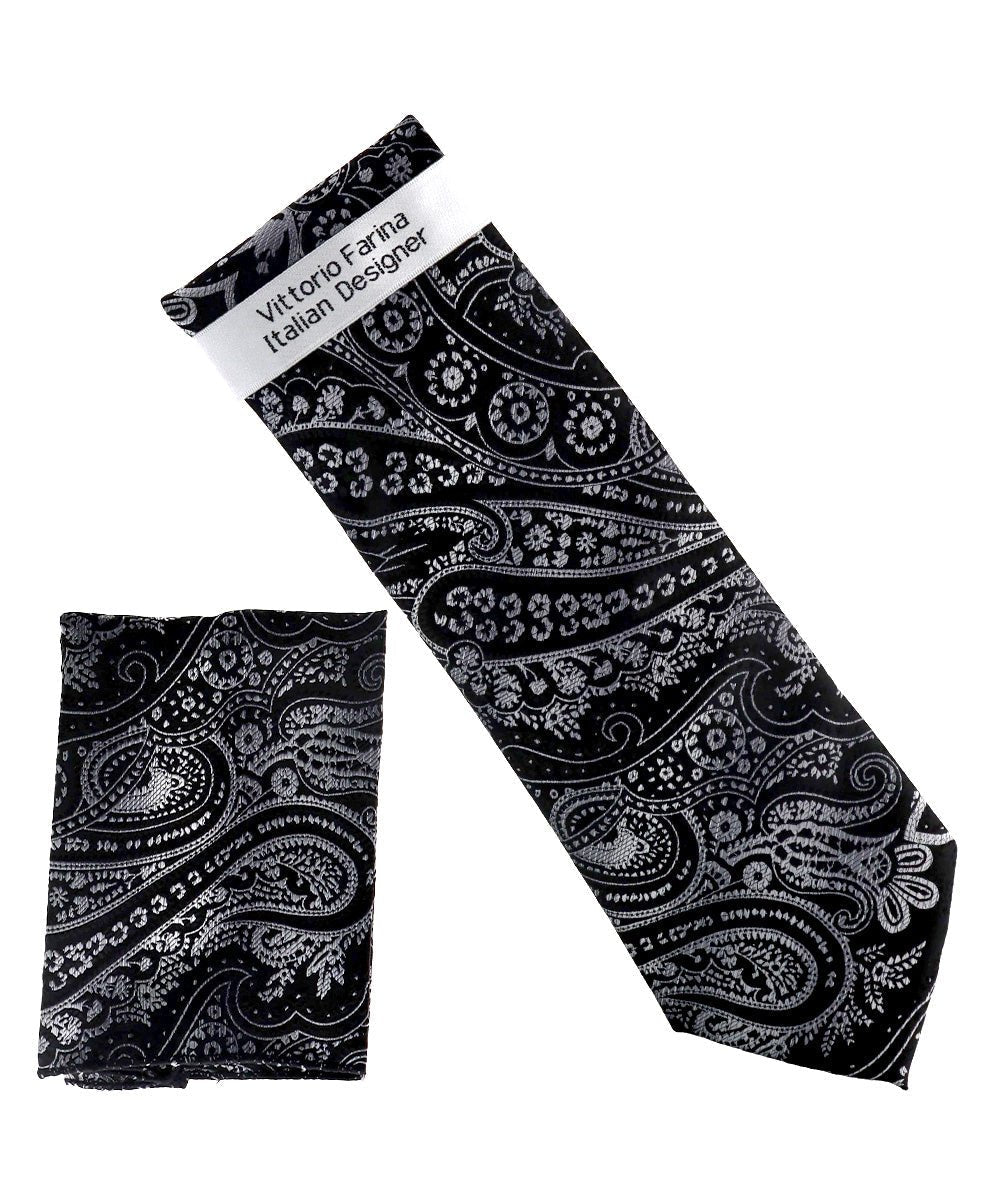 Vittorio Farina Men's Paisley Design Necktie & Pocket Square - NH-D_1488 - Necktie & Pocket Square - Vittorio Farina