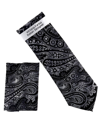 Vittorio Farina Men's Paisley Design Necktie & Pocket Square - NH-D_1488 - Necktie & Pocket Square - Vittorio Farina