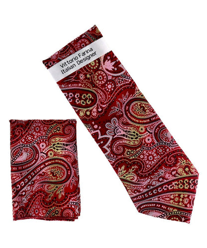 Vittorio Farina Men's Paisley Design Necktie & Pocket Square - NH-D_1489 - Necktie & Pocket Square - Vittorio Farina