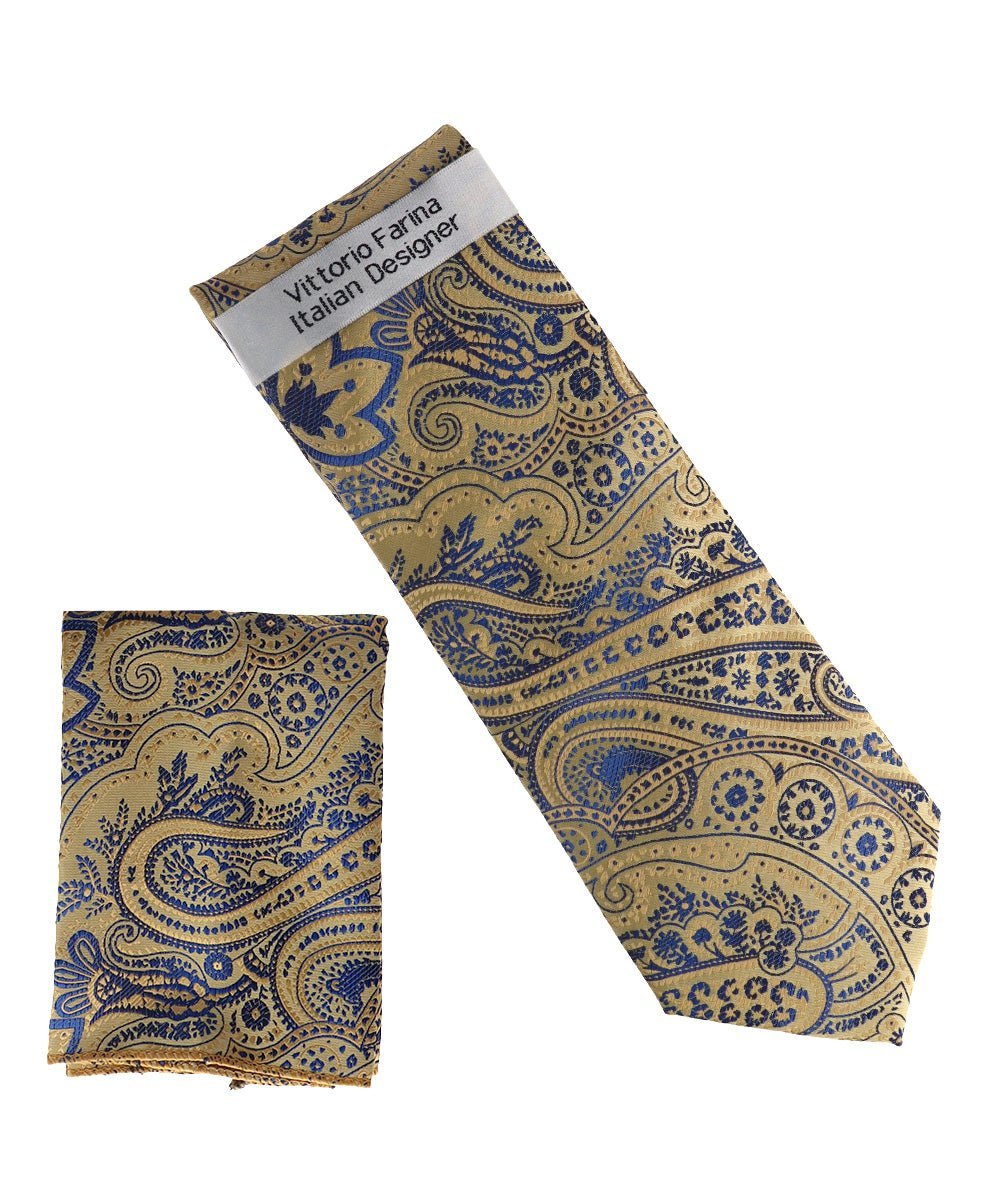Vittorio Farina Men's Paisley Design Necktie & Pocket Square - NH-D_1491 - Necktie & Pocket Square - Vittorio Farina