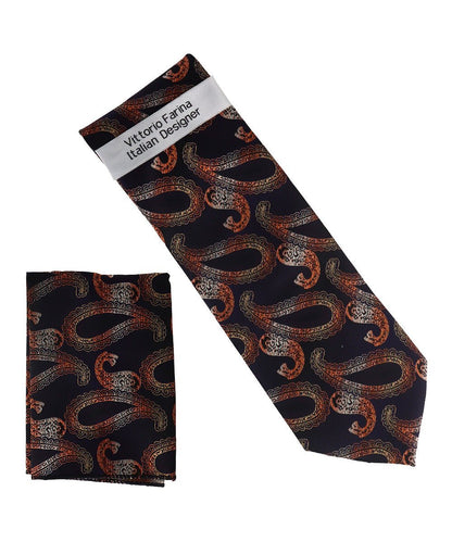Vittorio Farina Men's Paisley Design Necktie & Pocket Square - NH-D_1492 - Necktie & Pocket Square - Vittorio Farina