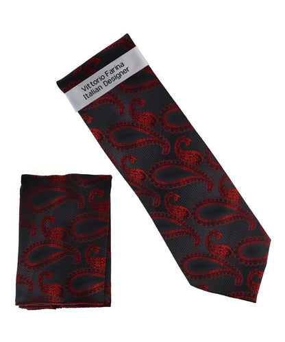 Vittorio Farina Men's Paisley Design Necktie & Pocket Square - NH-D_1493 - Necktie & Pocket Square - Vittorio Farina