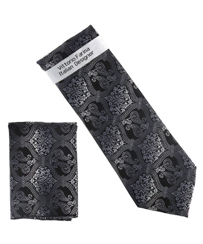 Vittorio Farina Men's Paisley Design Necktie & Pocket Square - NH-D_1495 - Necktie & Pocket Square - Vittorio Farina