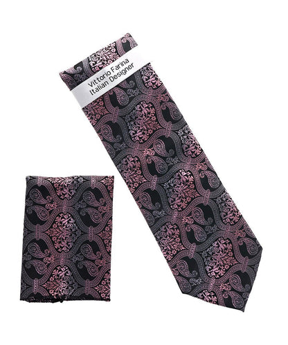 Vittorio Farina Men's Paisley Design Necktie & Pocket Square - NH-D_1496 - Necktie & Pocket Square - Vittorio Farina
