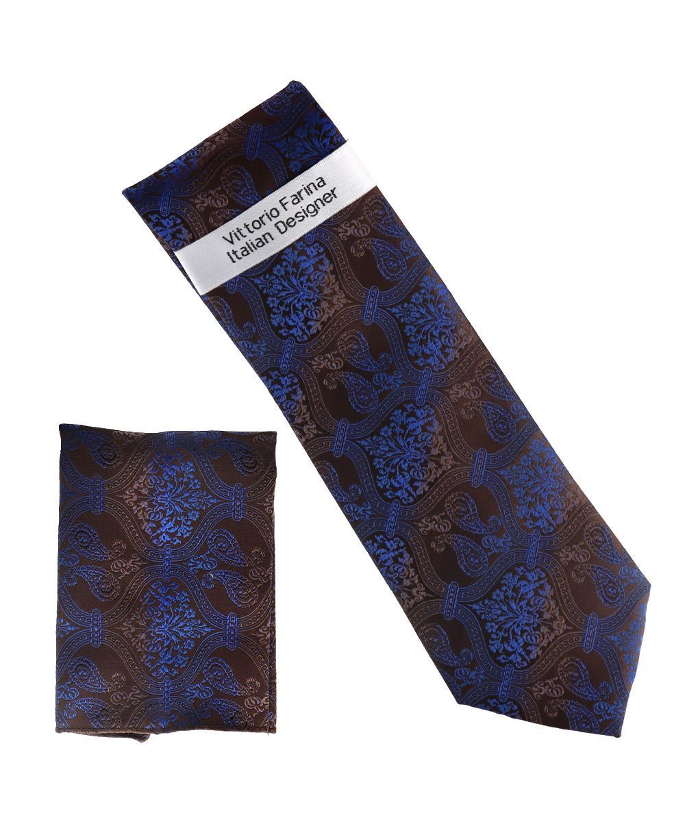 Vittorio Farina Men's Paisley Design Necktie & Pocket Square - NH-D_1497 - Necktie & Pocket Square - Vittorio Farina