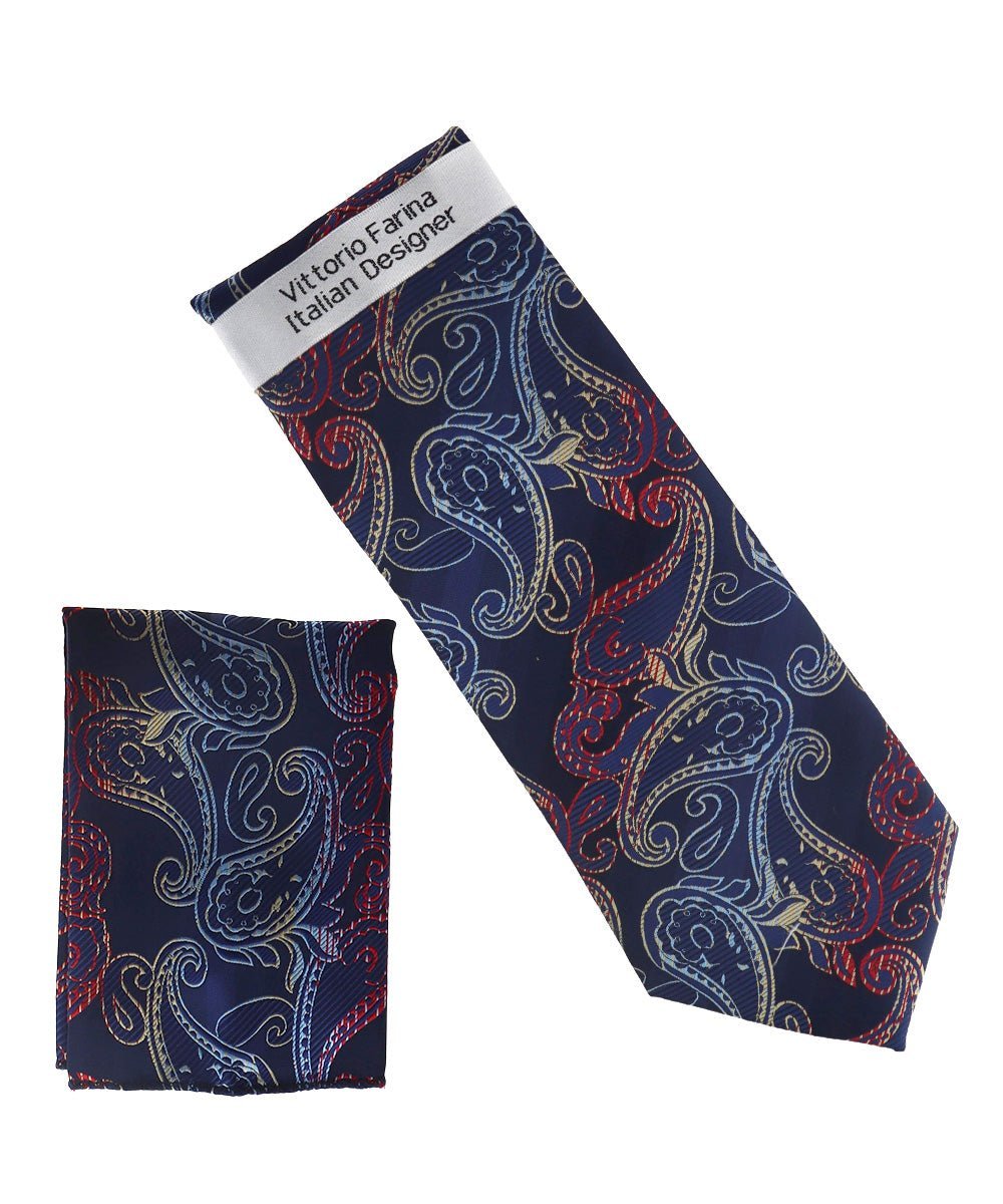 Vittorio Farina Men's Paisley Design Necktie & Pocket Square - NH-D_1498 - Necktie & Pocket Square - Vittorio Farina