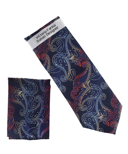 Vittorio Farina Men's Paisley Design Necktie & Pocket Square - NH-D_1498 - Necktie & Pocket Square - Vittorio Farina