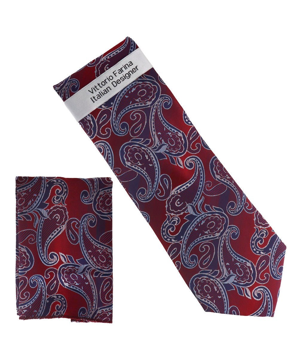 Vittorio Farina Men's Paisley Design Necktie & Pocket Square - NH-D_1499 - Necktie & Pocket Square - Vittorio Farina