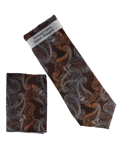 Vittorio Farina Men's Paisley Design Necktie & Pocket Square - NH-D_1500 - Necktie & Pocket Square - Vittorio Farina