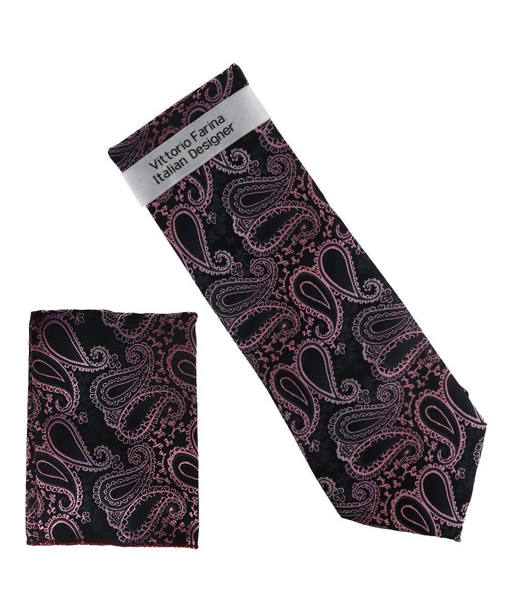Vittorio Farina Men's Paisley Design Necktie & Pocket Square - NH-D_1501 - Necktie & Pocket Square - Vittorio Farina