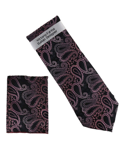 Vittorio Farina Men's Paisley Design Necktie & Pocket Square - NH-D_1501 - Necktie & Pocket Square - Vittorio Farina
