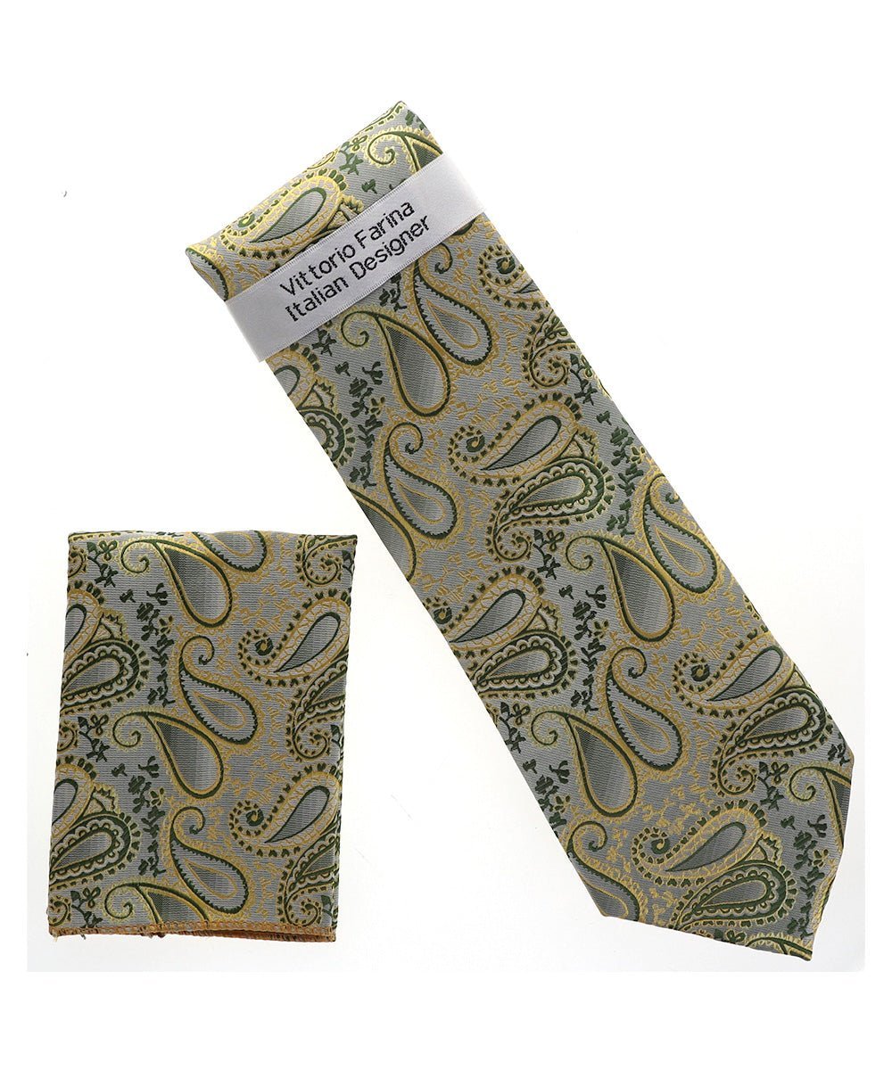 Vittorio Farina Men's Paisley Design Necktie & Pocket Square - NH-D_1502 - Necktie & Pocket Square - Vittorio Farina