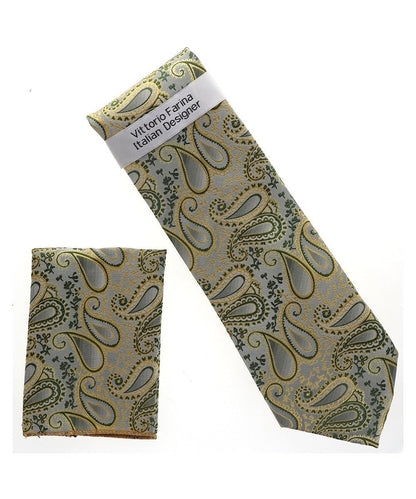 Vittorio Farina Men's Paisley Design Necktie & Pocket Square - NH-D_1502 - Necktie & Pocket Square - Vittorio Farina