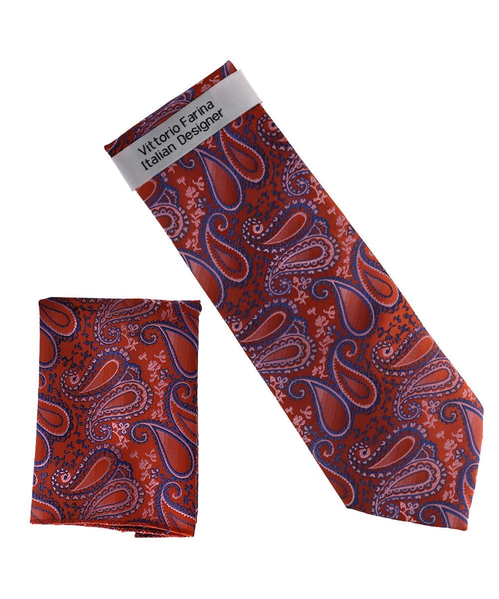 Vittorio Farina Men's Paisley Design Necktie & Pocket Square - NH-D_1503 - Necktie & Pocket Square - Vittorio Farina