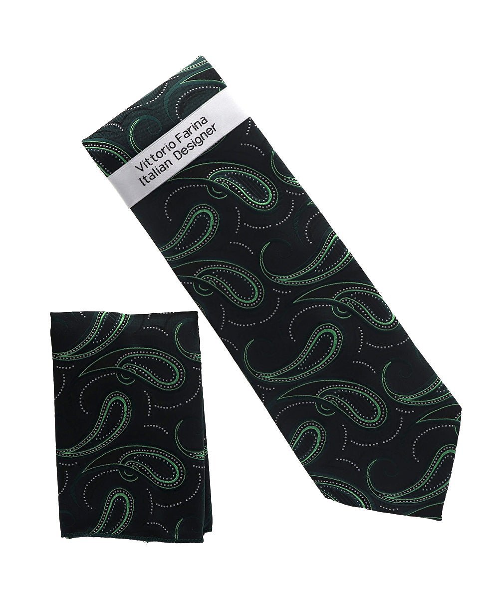 Vittorio Farina Men's Paisley Design Necktie & Pocket Square - NH-D_1504 - Necktie & Pocket Square - Vittorio Farina