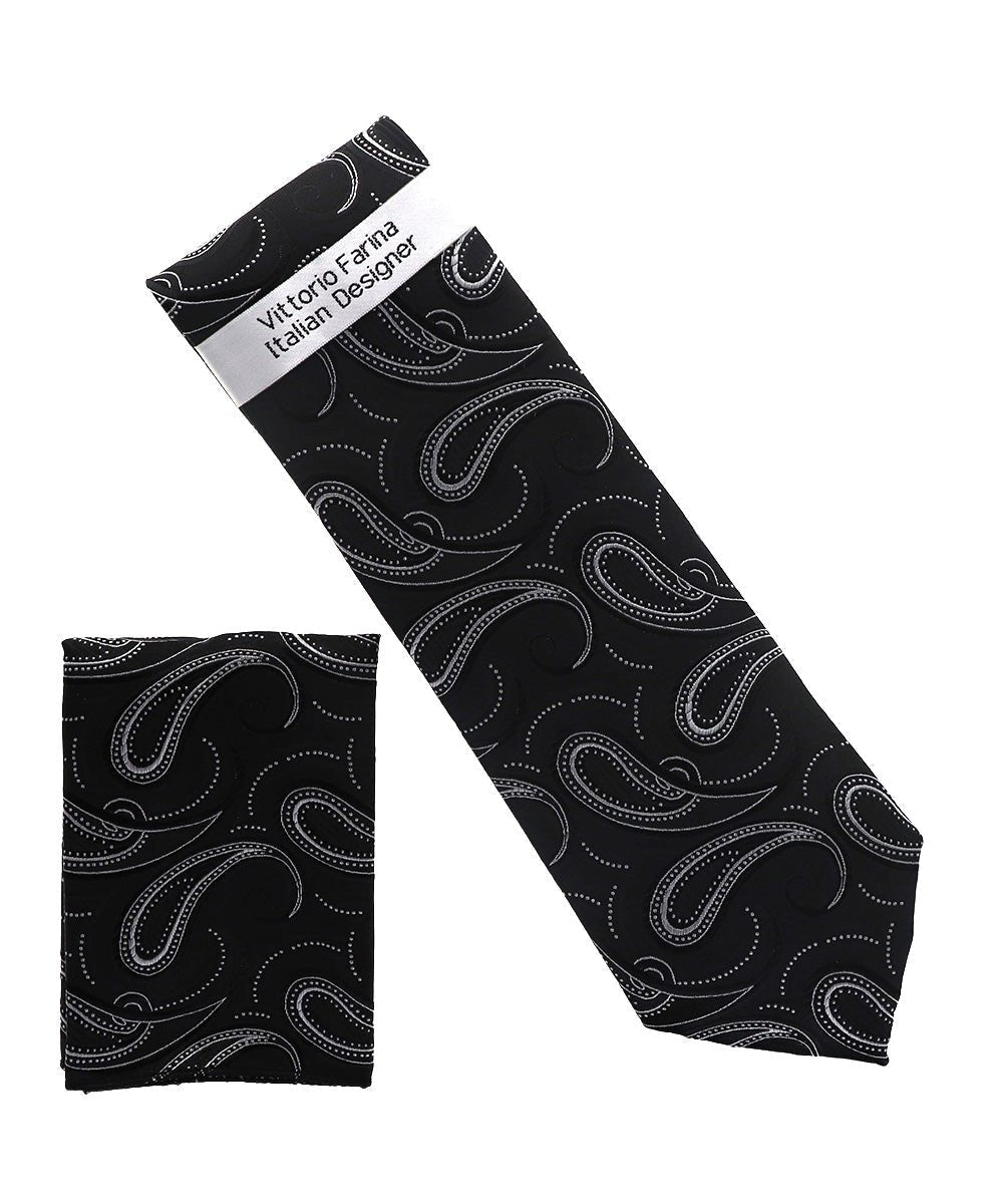 Vittorio Farina Men's Paisley Design Necktie & Pocket Square - NH-D_1505 - Necktie & Pocket Square - Vittorio Farina