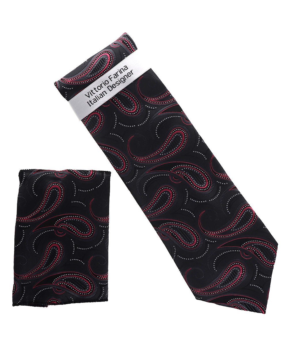 Vittorio Farina Men's Paisley Design Necktie & Pocket Square - NH-D_1506 - Necktie & Pocket Square - Vittorio Farina