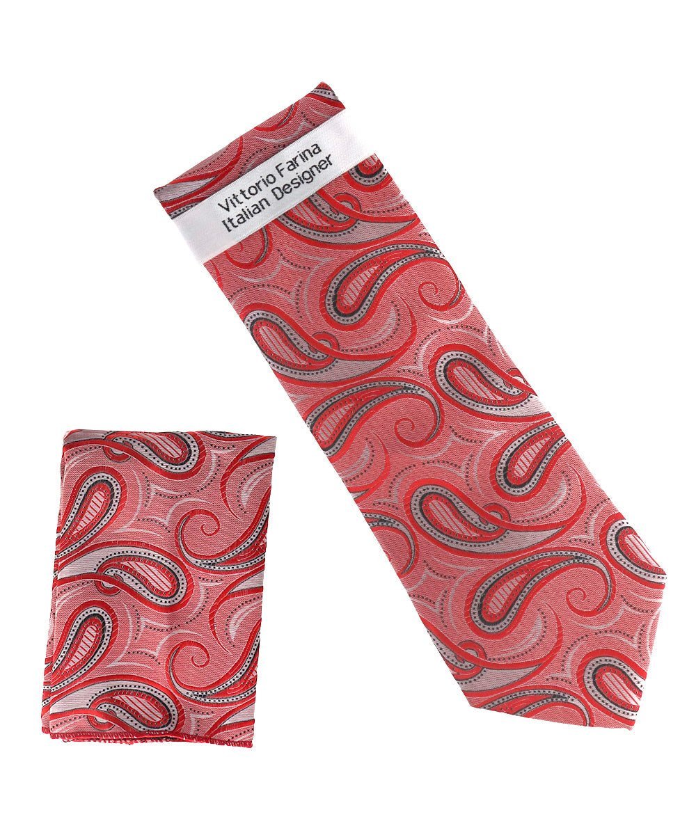 Vittorio Farina Men's Paisley Design Necktie & Pocket Square - NH-D_1507 - Necktie & Pocket Square - Vittorio Farina