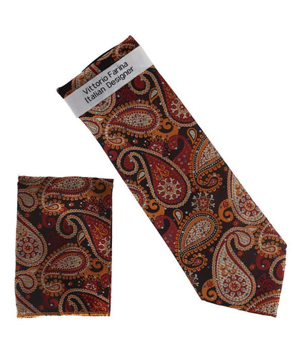 Vittorio Farina Men's Paisley Design Necktie & Pocket Square - NH-D_1509 - Necktie & Pocket Square - Vittorio Farina