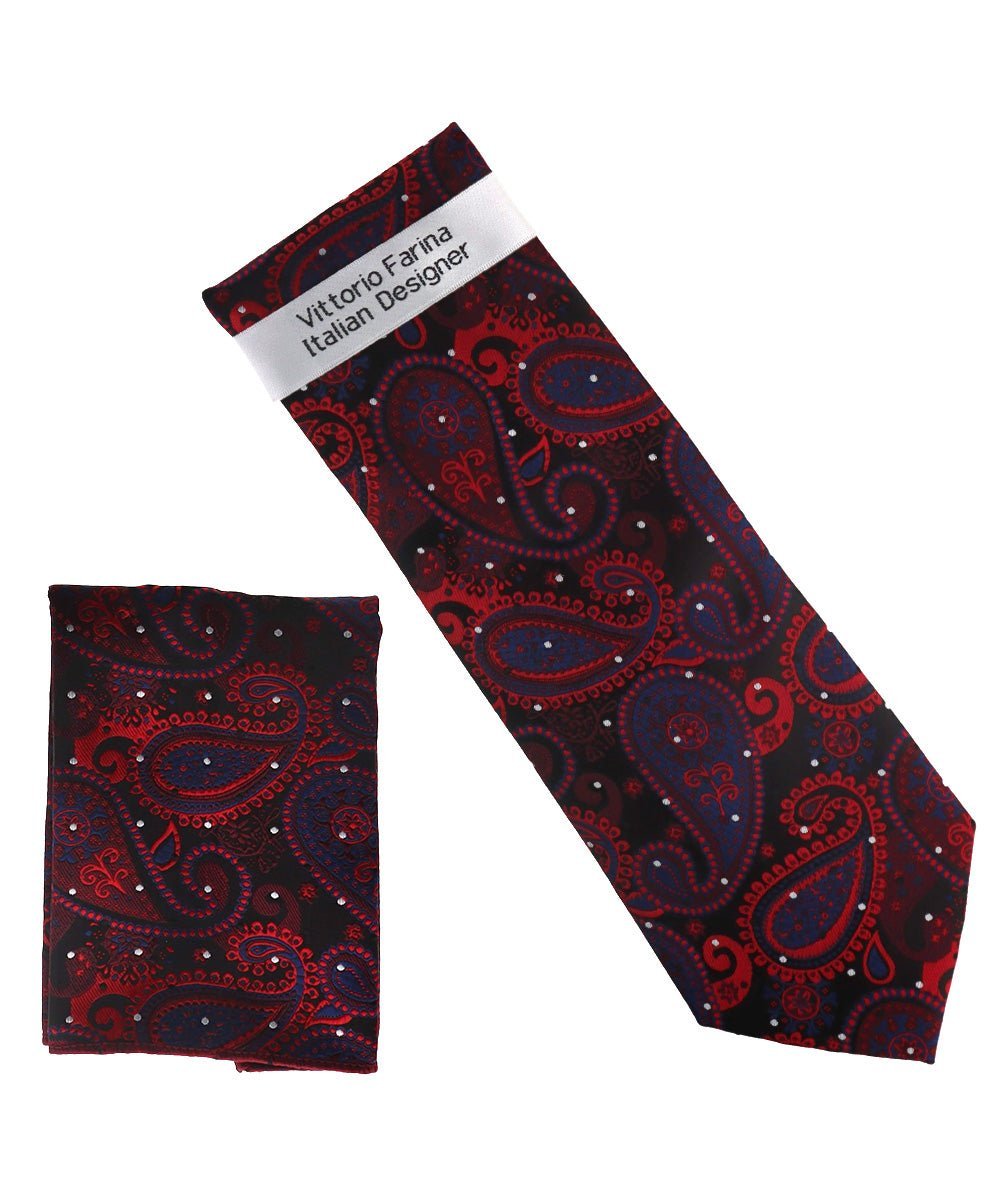 Vittorio Farina Men's Paisley Design Necktie & Pocket Square - NH-D_1511 - Necktie & Pocket Square - Vittorio Farina