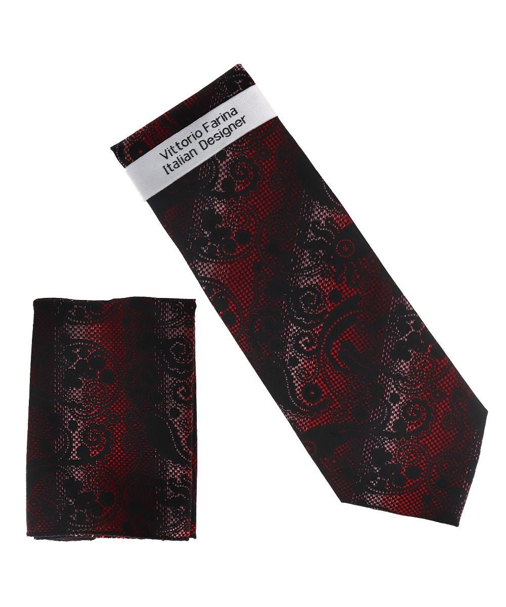 Vittorio Farina Men's Paisley Design Necktie & Pocket Square - NH-D_1512 - Necktie & Pocket Square - Vittorio Farina