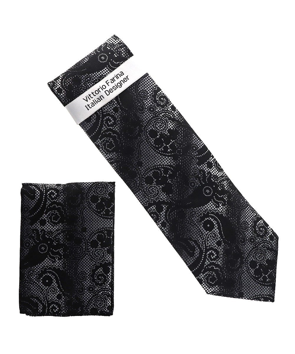 Vittorio Farina Men's Paisley Design Necktie & Pocket Square - NH-D_1513 - Necktie & Pocket Square - Vittorio Farina