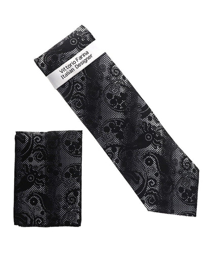 Vittorio Farina Men's Paisley Design Necktie & Pocket Square - NH-D_1513 - Necktie & Pocket Square - Vittorio Farina