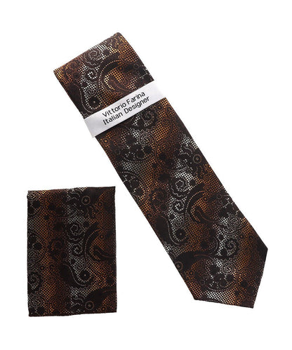 Vittorio Farina Men's Paisley Design Necktie & Pocket Square - NH-D_1514 - Necktie & Pocket Square - Vittorio Farina