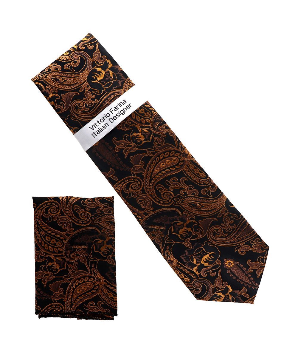 Vittorio Farina Men's Paisley Design Necktie & Pocket Square - NH-D_1515 - Necktie & Pocket Square - Vittorio Farina