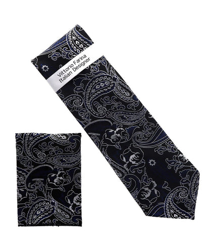 Vittorio Farina Men's Paisley Design Necktie & Pocket Square - NH-D_1516 - Necktie & Pocket Square - Vittorio Farina