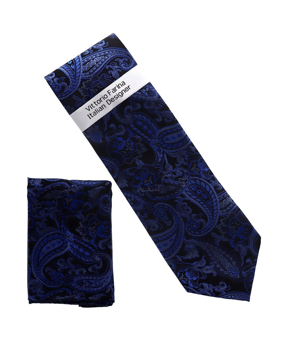 Vittorio Farina Men's Paisley Design Necktie & Pocket Square - NH-D_1517 - Necktie & Pocket Square - Vittorio Farina
