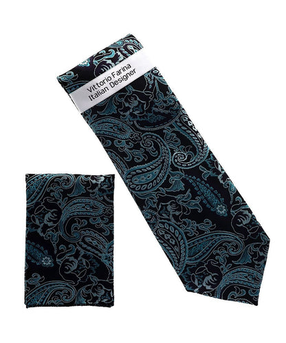 Vittorio Farina Men's Paisley Design Necktie & Pocket Square - NH-D_1518 - Necktie & Pocket Square - Vittorio Farina